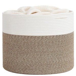 Large Cotton Rope Basket 15.8"x15.8"x13.8"Baby Laundry Woven Blanket Nursery Bin